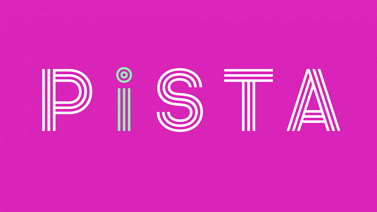 ALKANARA - Logotipo do projeto PISTA sobre fundo rosa - ©